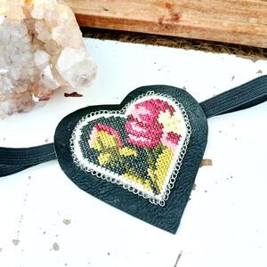 OOAK Rose Heart Beaded Eye Patch, Adjustable Costume Accessory Vision Ocular Aid
